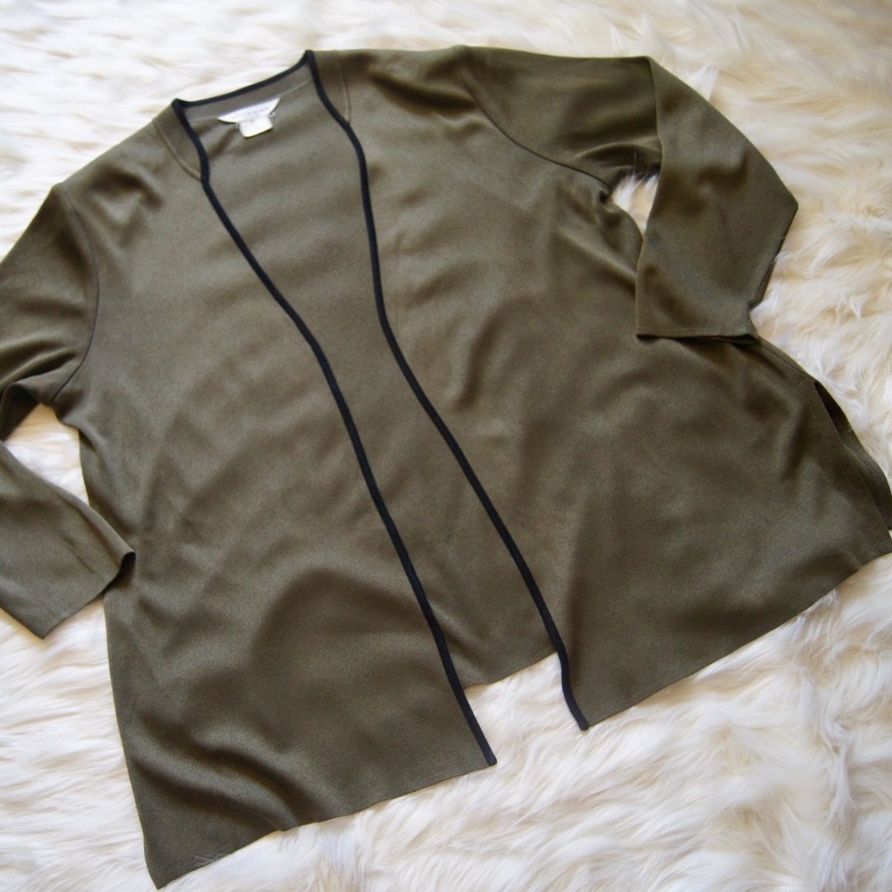 Exclusively Misook Petite Acrylic Open Jacket Oversized